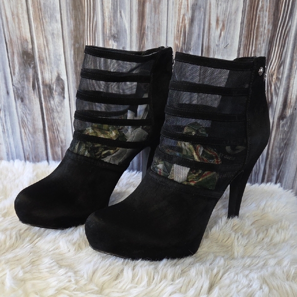 G by Guess Shoes - G by Guess Black Mesh Heeled Boots Size 8M